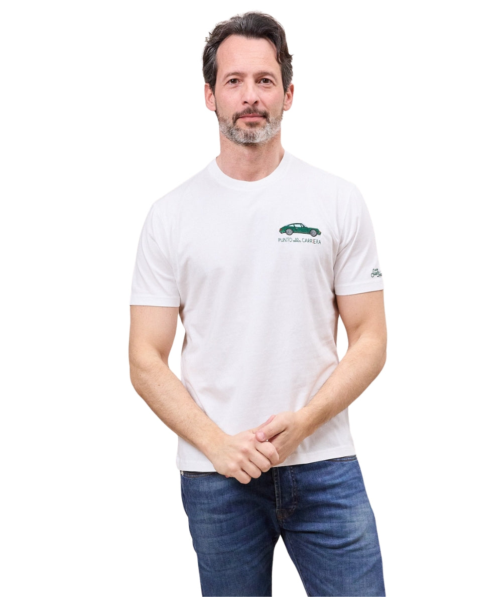 MC2 Saint Barth T-shirt con Girocollo e Ricamo Portofino POT0001 Bianco
