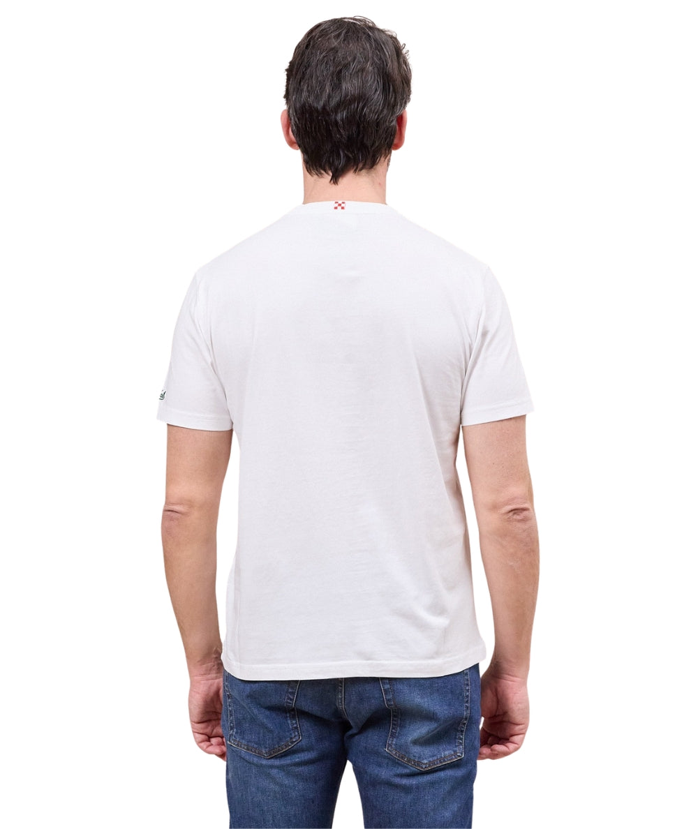 MC2 Saint Barth T-shirt con Girocollo e Ricamo Portofino POT0001 Bianco