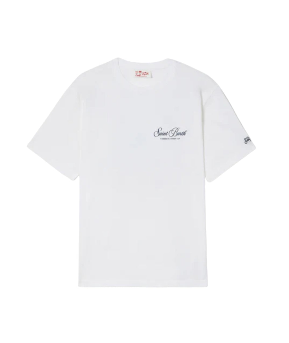 MC2 Saint Barth T-shirt con Girocollo e Stampa Portland PRL0002 Bianco