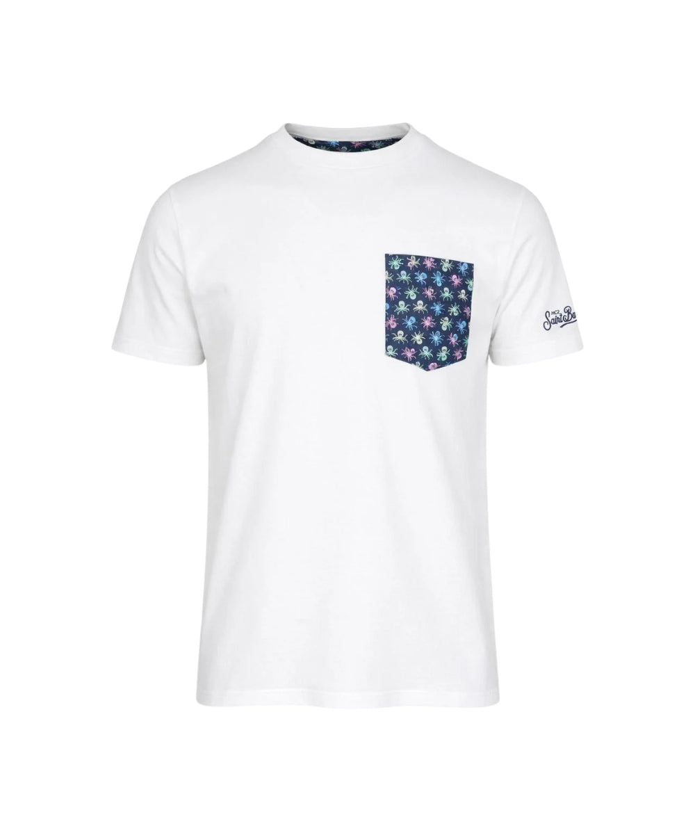 MC2 Saint Barth T-shirt con Girocollo e Taschino Blanche BLA0001 Bianco