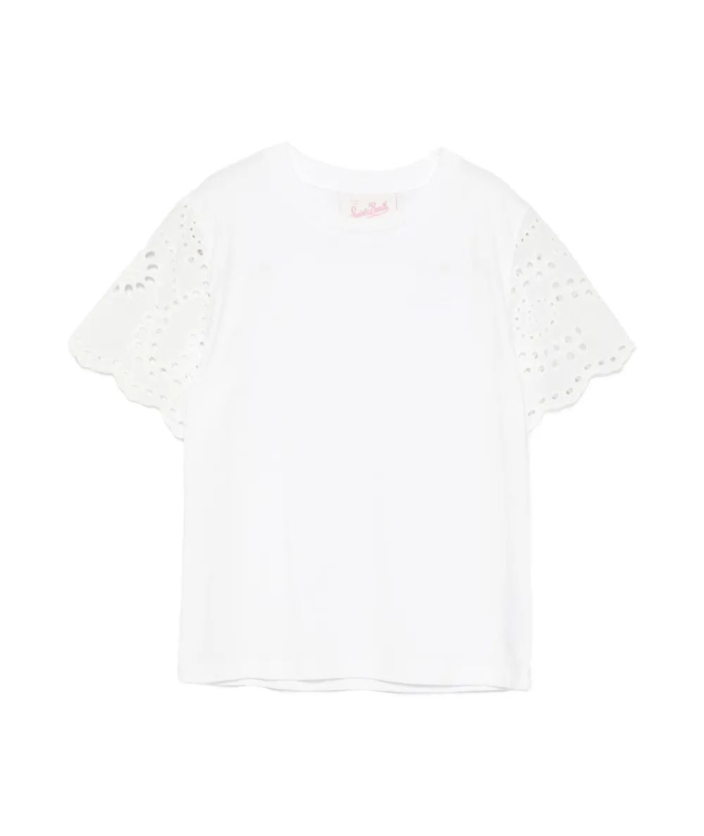 MC2 Saint Barth T-shirt con Maniche in Sangallo MAISA JR MSA0001 Bianco