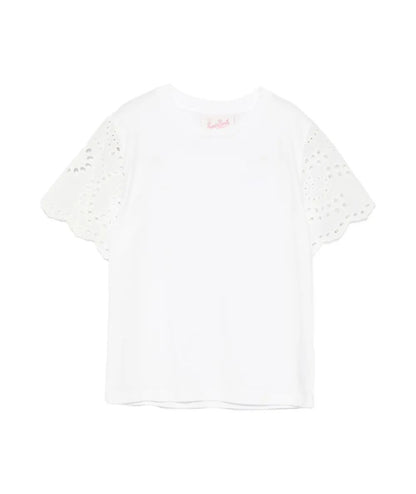 MC2 Saint Barth T-shirt con Maniche in Sangallo MAISA JR MSA0001 Bianco