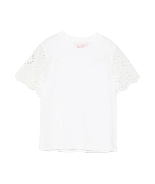 MC2 Saint Barth T-shirt con Maniche in Sangallo MAISA JR MSA0001 Bianco