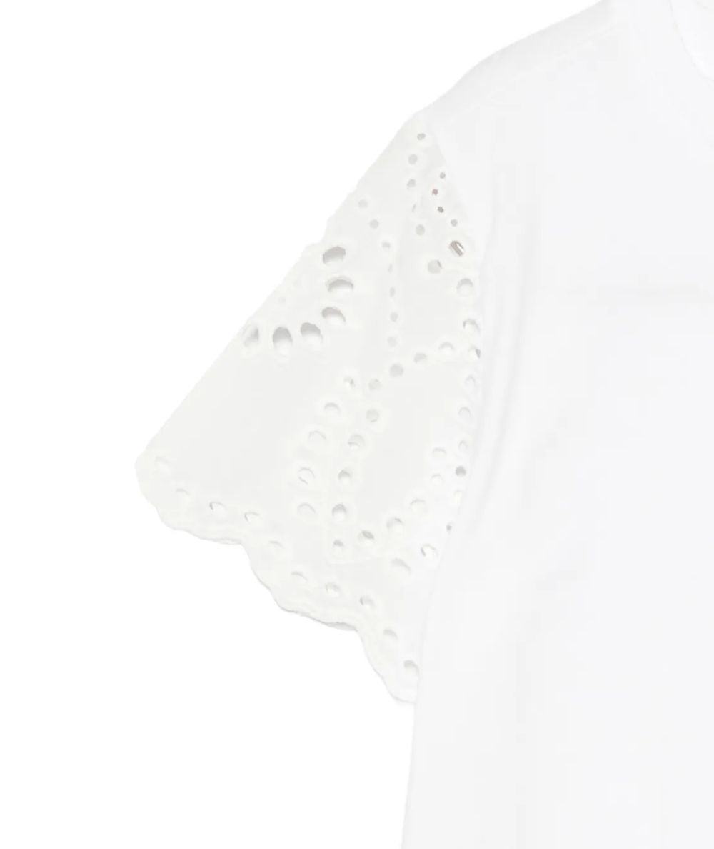 MC2 Saint Barth T-shirt con Maniche in Sangallo MAISA JR MSA0001 Bianco