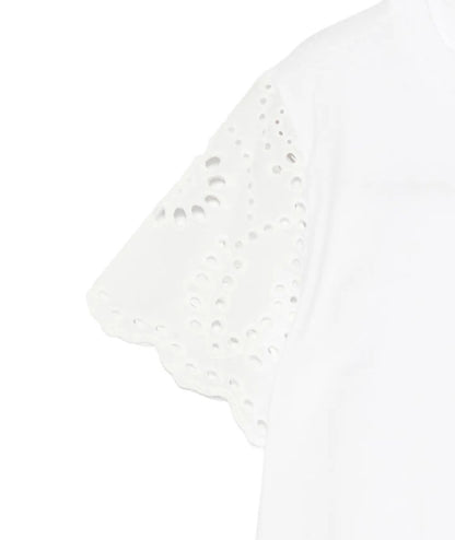 MC2 Saint Barth T-shirt con Maniche in Sangallo MAISA JR MSA0001 Bianco