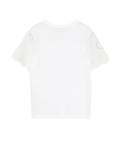MC2 Saint Barth T-shirt con Maniche in Sangallo MAISA JR MSA0001 Bianco