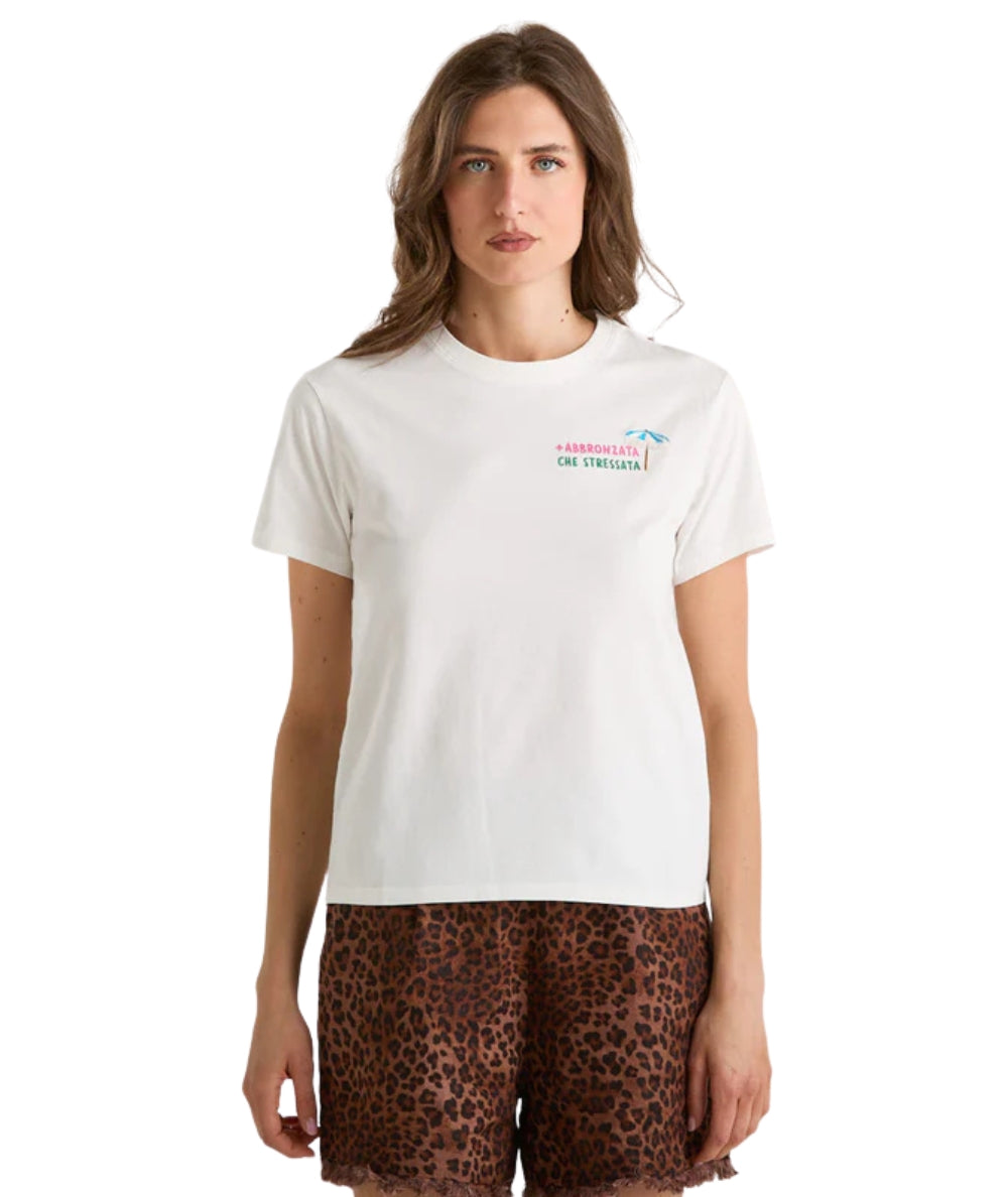 MC2 Saint Barth T-shirt con Ricamo e Scritta Emilie EMI0001 Bianco
