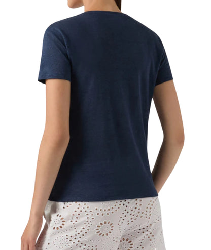 MC2 Saint Barth T-shirt con Scollo a V in Lino Eloise ELOI001 Blu