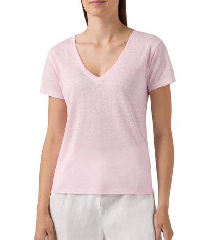 MC2 Saint Barth T-shirt con Scollo a V in Lino Eloise ELOI001 Rosa