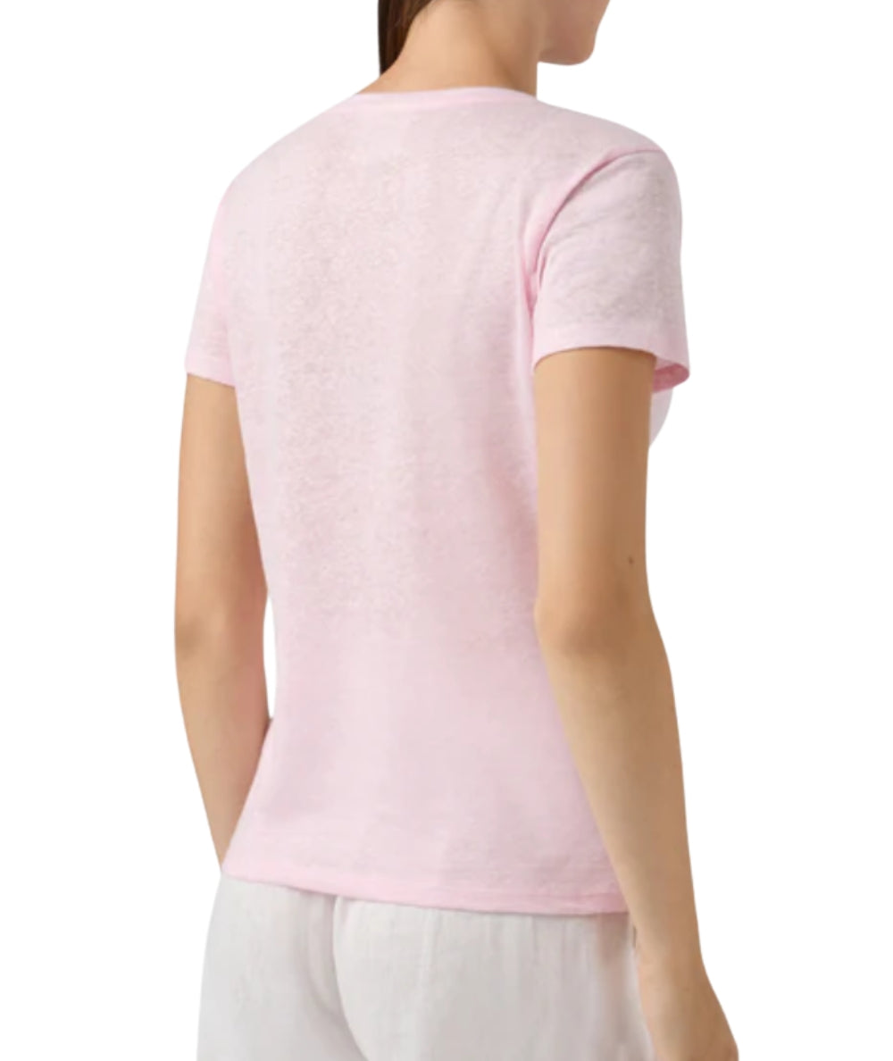 MC2 Saint Barth T-shirt con Scollo a V in Lino Eloise ELOI001 Rosa