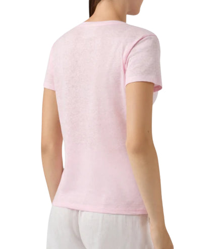 MC2 Saint Barth T-shirt con Scollo a V in Lino Eloise ELOI001 Rosa