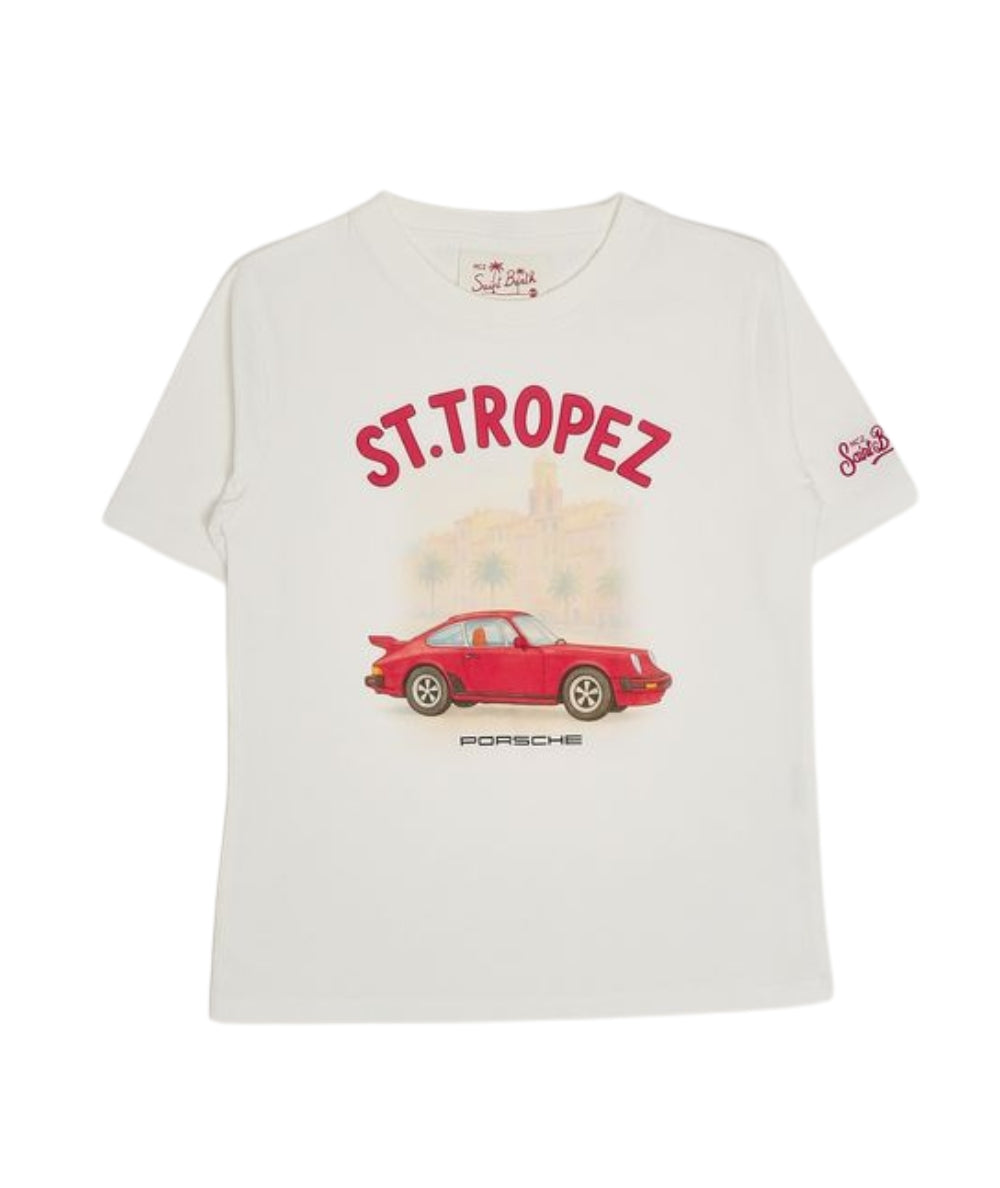 MC2 Saint Barth T-shirt con Stampa Denver Jr Porsche St Tropez DNV0001 Bianco