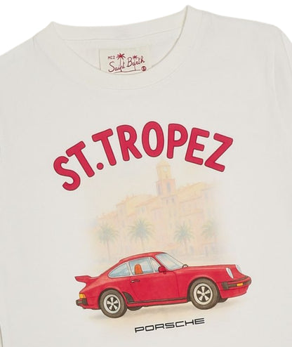 MC2 Saint Barth T-shirt con Stampa Denver Jr Porsche St Tropez DNV0001 Bianco