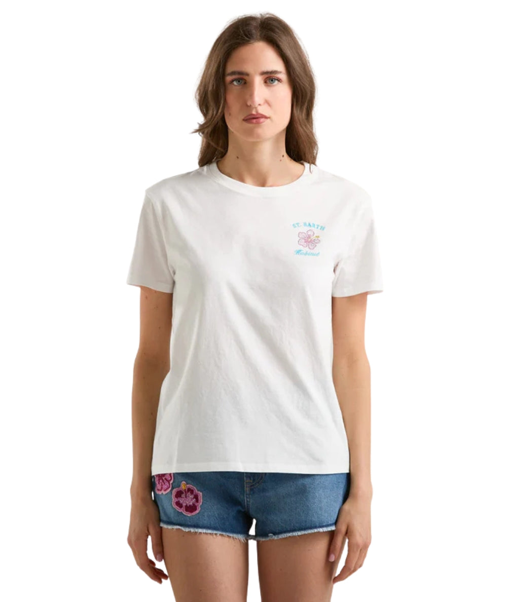 MC2 Saint Barth T-shirt in Cotone con Ricamo Emilie EMI0001 Bianco