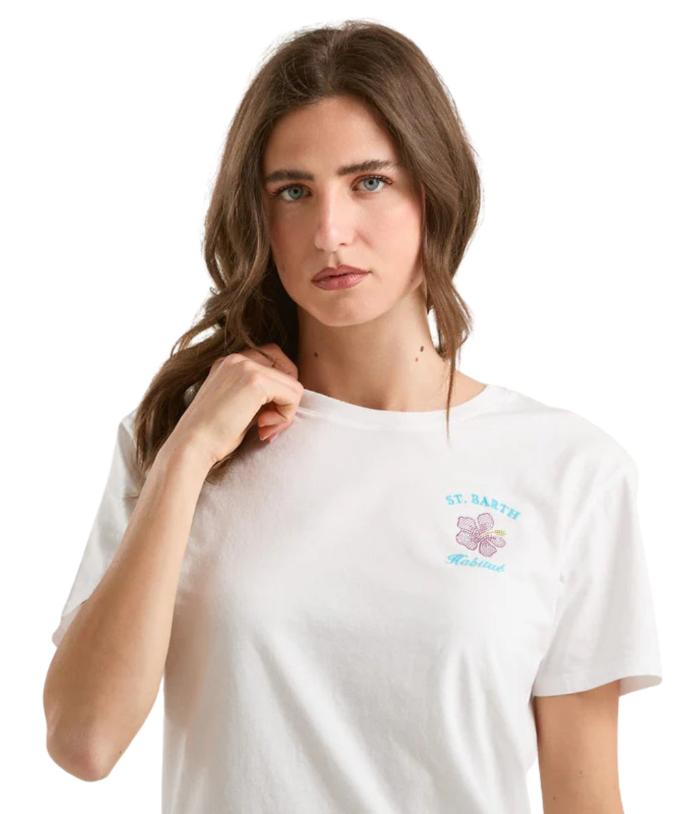 MC2 Saint Barth T-shirt in Cotone con Ricamo Emilie EMI0001 Bianco