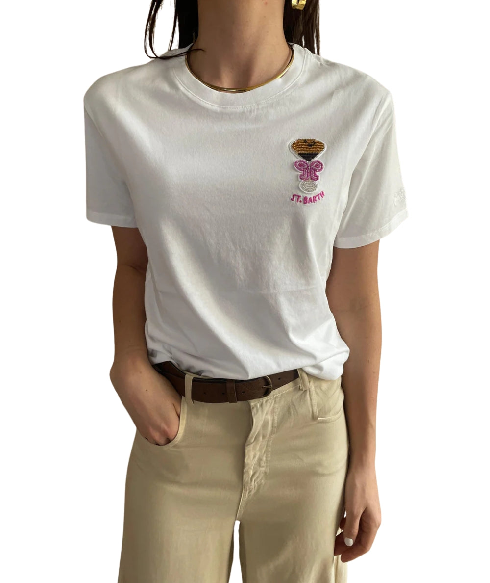 MC2 Saint Barth T-shirt in Cotone con Ricamo Emilie EMI0001 Bianco