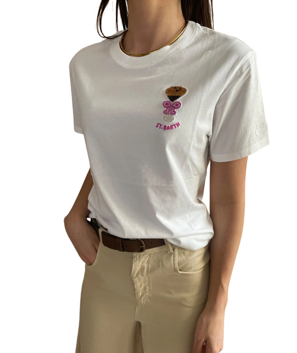 MC2 Saint Barth T-shirt in Cotone con Ricamo Emilie EMI0001 Bianco
