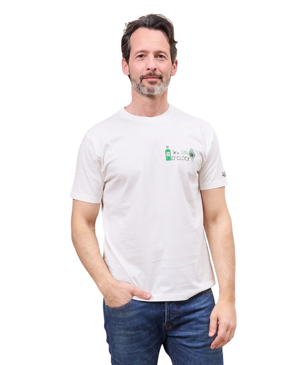 MC2 Saint Barth T-shirt in Cotone con Ricamo Portofino POT0001 Bianco