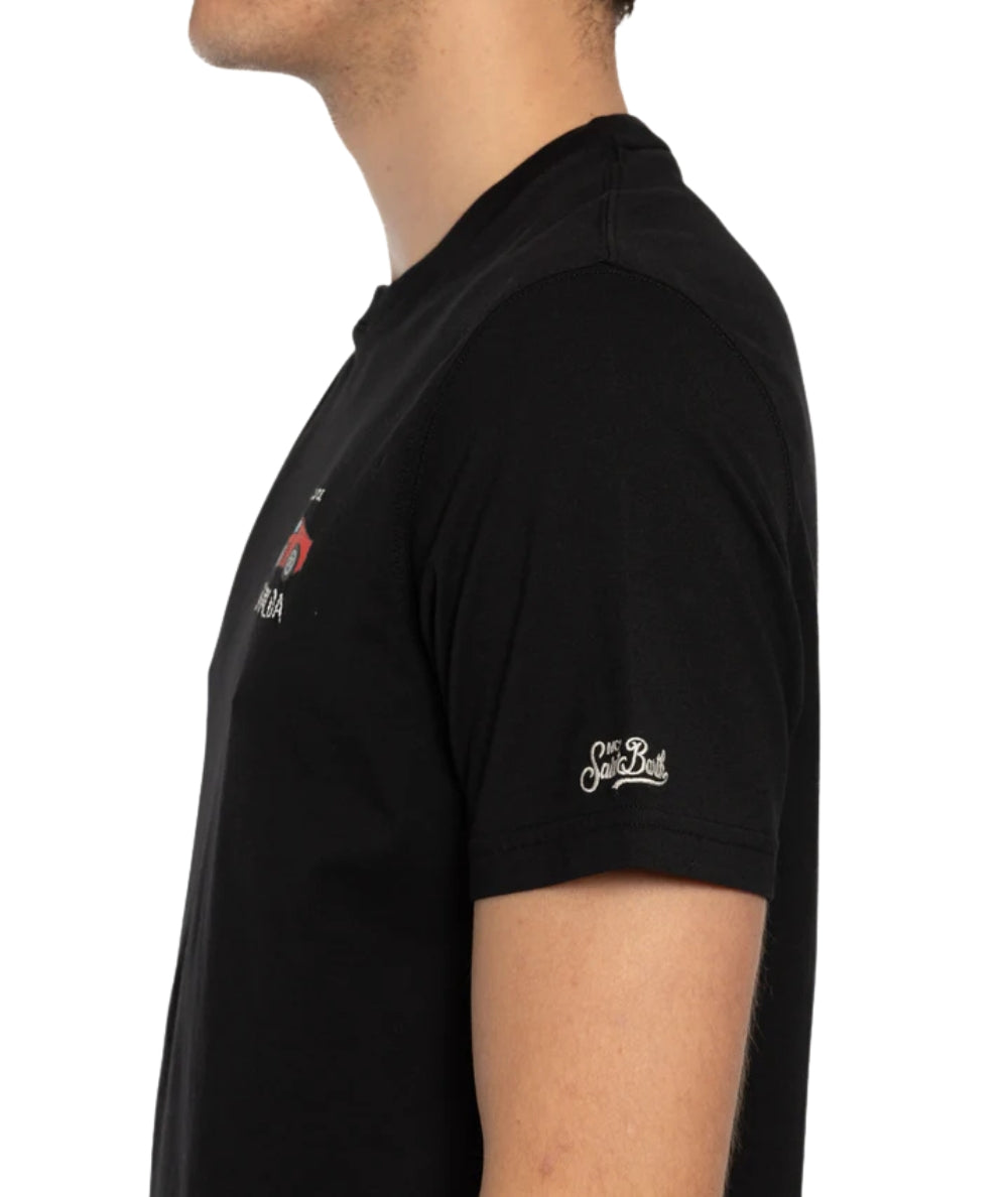 MC2 Saint Barth T-shirt in Cotone con Ricamo Portofino POT0001 Nero