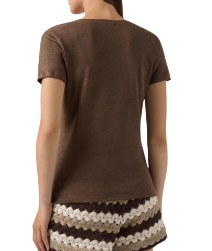 MC2 Saint Barth T-shirt in Lino con Scollo a V Eloise ELOI001 Marrone