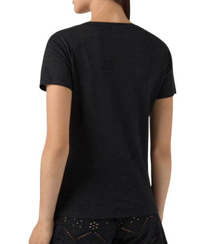 MC2 Saint Barth T-shirt in Lino con Scollo a V Eloise ELOI001 Nero