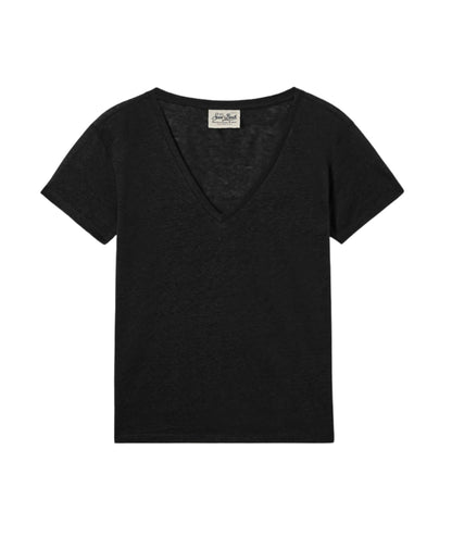 MC2 Saint Barth T-shirt in Lino con Scollo a V Eloise ELOI001 Nero