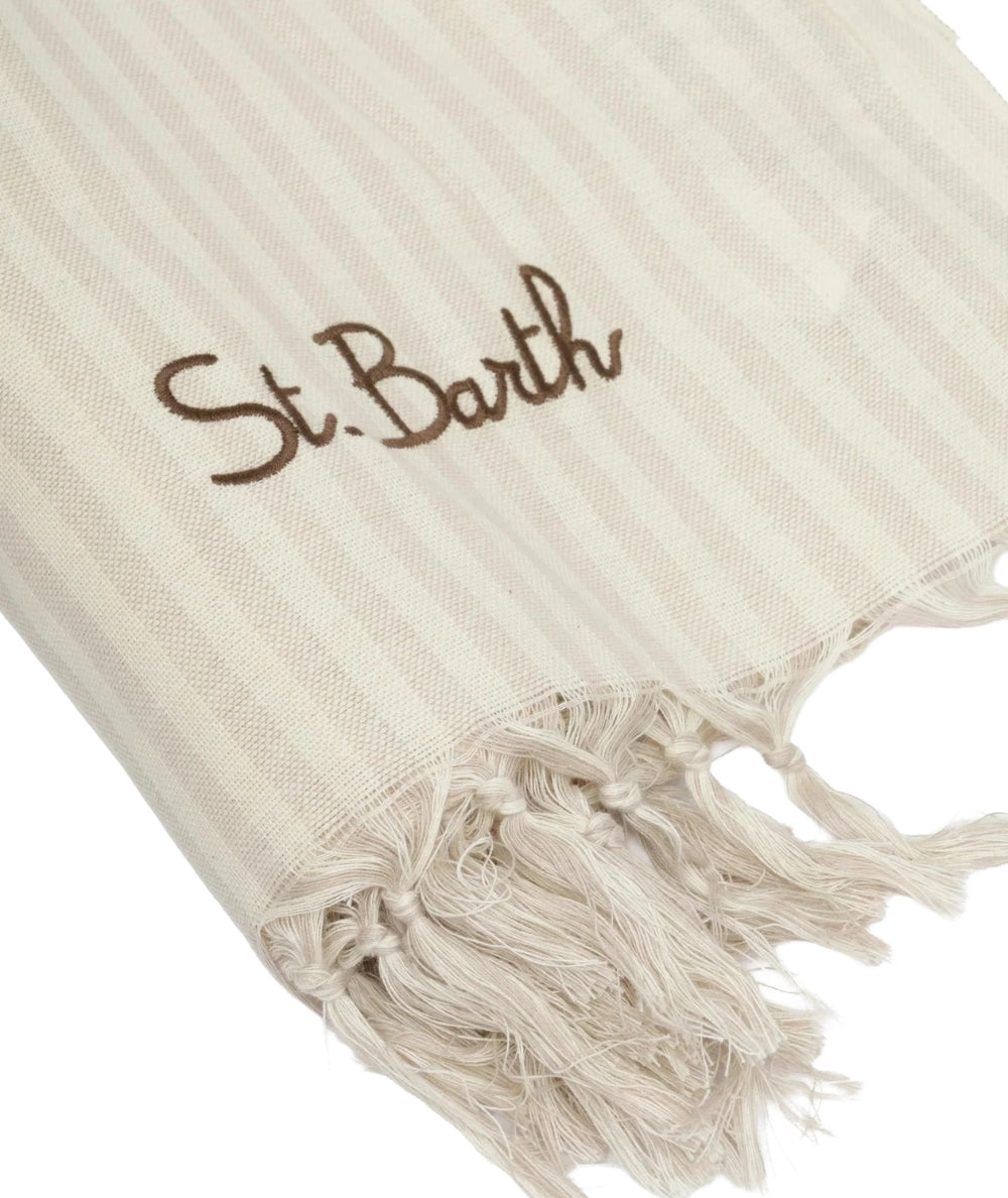 MC2 Saint Barth Telo Mare in Cotone a Righe Foutas Light N FOUL002 Beige