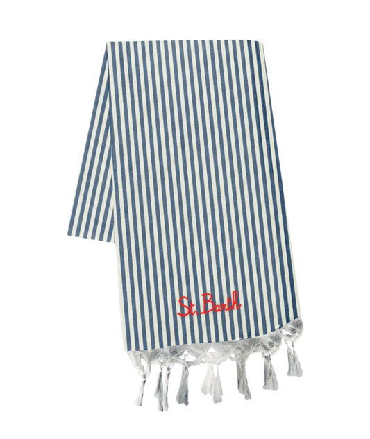 MC2 Saint Barth Telo Mare in Cotone a Righe Foutas Light N FOUL002 Blu