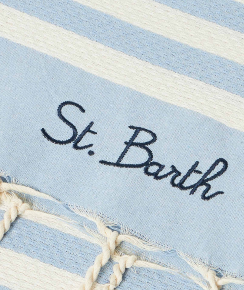 MC2 Saint Barth Telo Mare in Cotone a Righe Foutas N FOUT012 Azzurro
