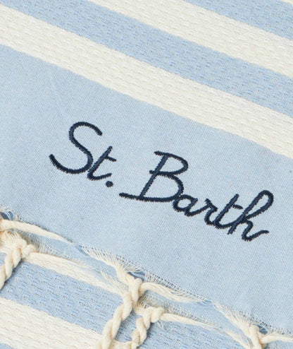 MC2 Saint Barth Telo Mare in Cotone a Righe Foutas N FOUT012 Azzurro