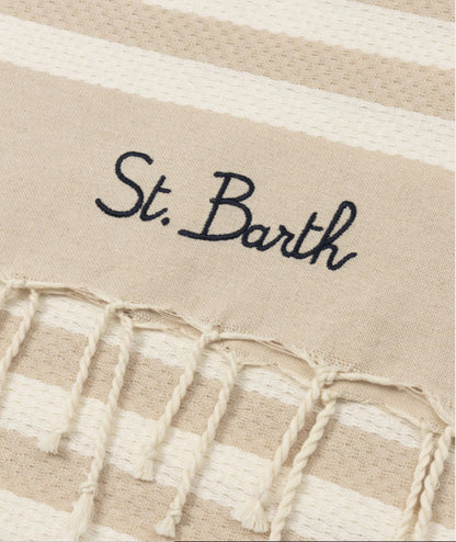 MC2 Saint Barth Telo Mare in Cotone a Righe Foutas N FOUT012 Beige