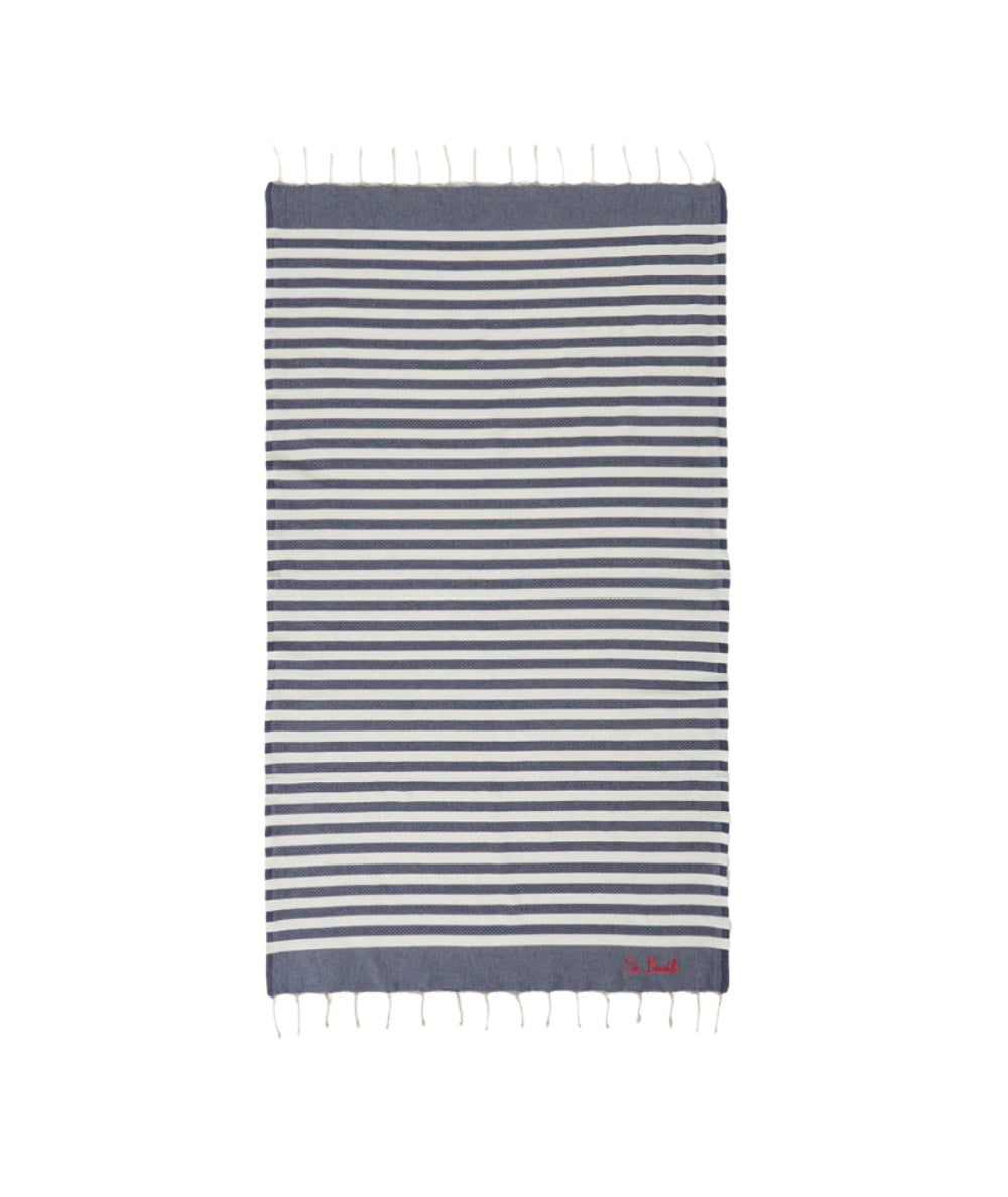 MC2 Saint Barth Telo Mare in Cotone a Righe Foutas N FOUT012 Blu