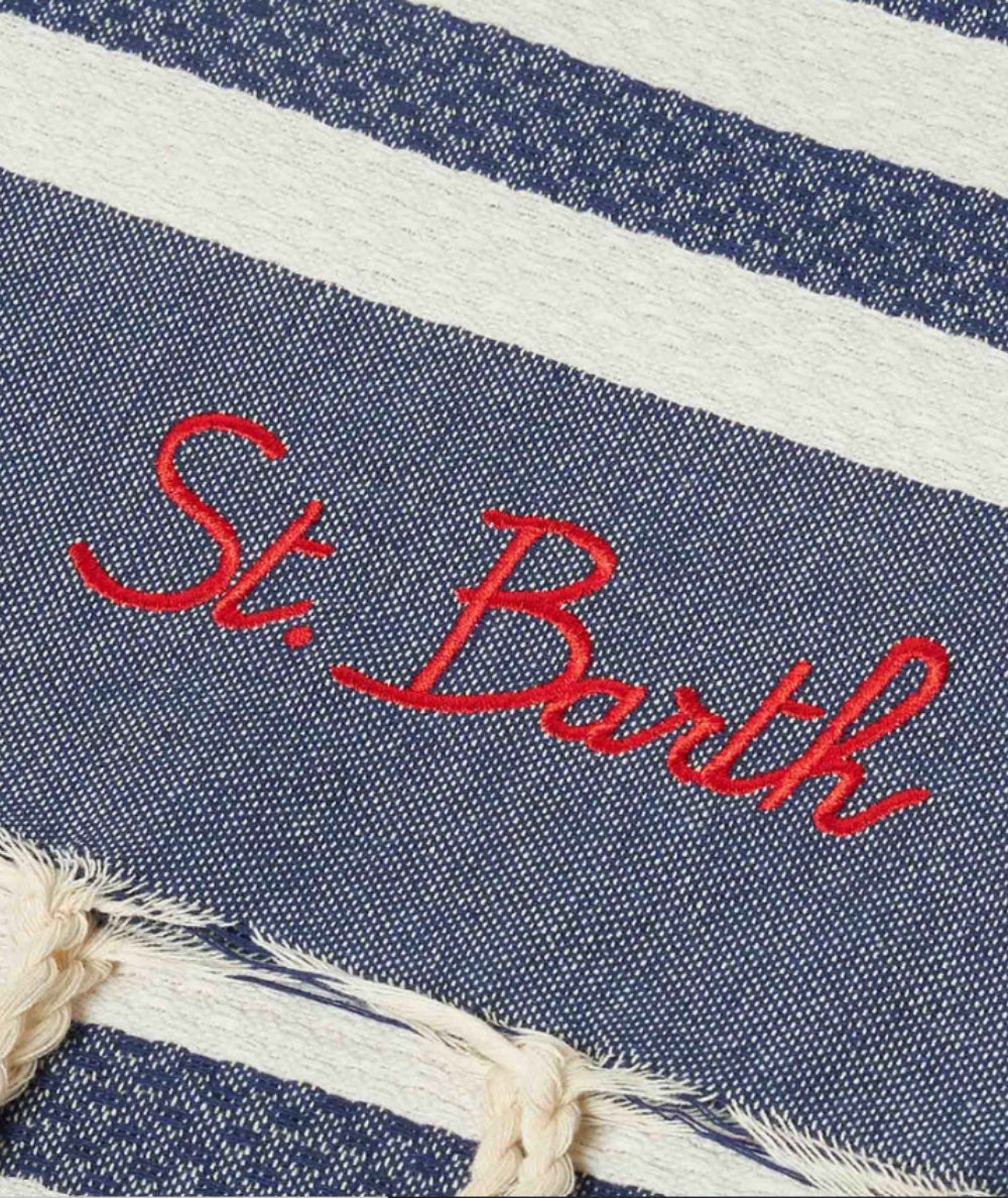 MC2 Saint Barth Telo Mare in Cotone a Righe Foutas N FOUT012 Blu