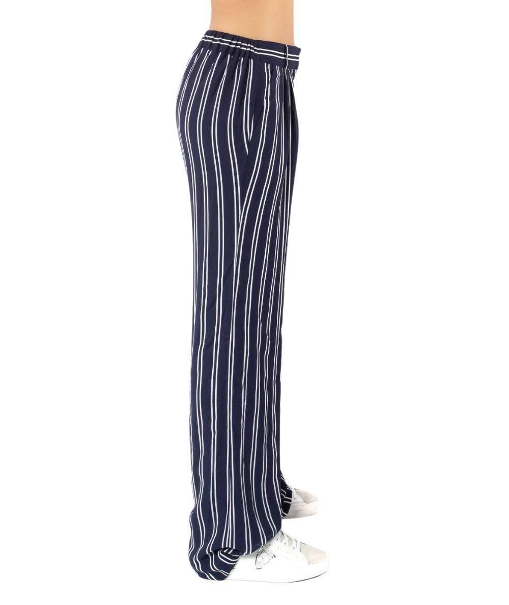 MICHAEL KORS FLUID STRIPED PALAZZO PANTS MH83GUZAFL WHITE AND BLUE