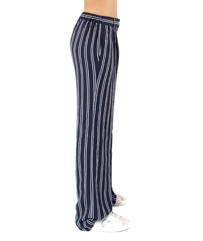 MICHAEL KORS FLUID STRIPED PALAZZO PANTS MH83GUZAFL WHITE AND BLUE