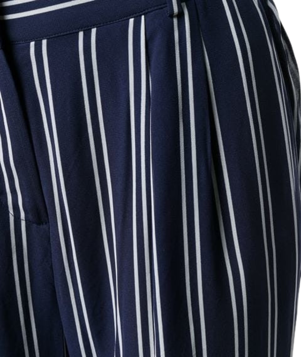 MICHAEL KORS FLUID STRIPED PALAZZO PANTS MH83GUZAFL WHITE AND BLUE