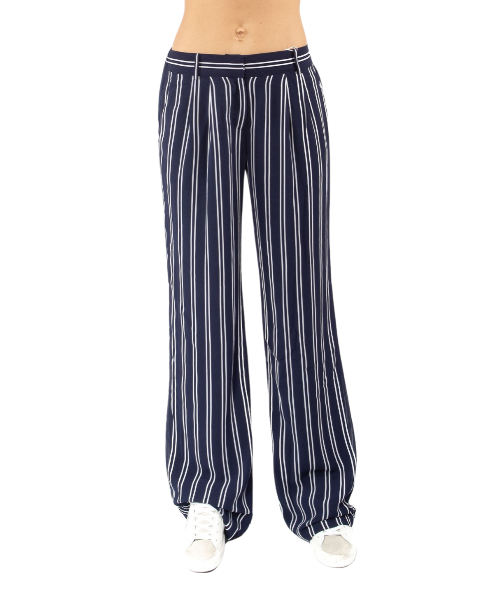 MICHAEL KORS FLUID STRIPED PALAZZO PANTS MH83GUZAFL WHITE AND BLUE