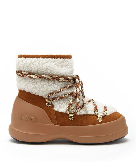 MOON BOOT STIVALE BASSO LUNA SHEARLING 80D2480020 BIANCO/CAMMELLO