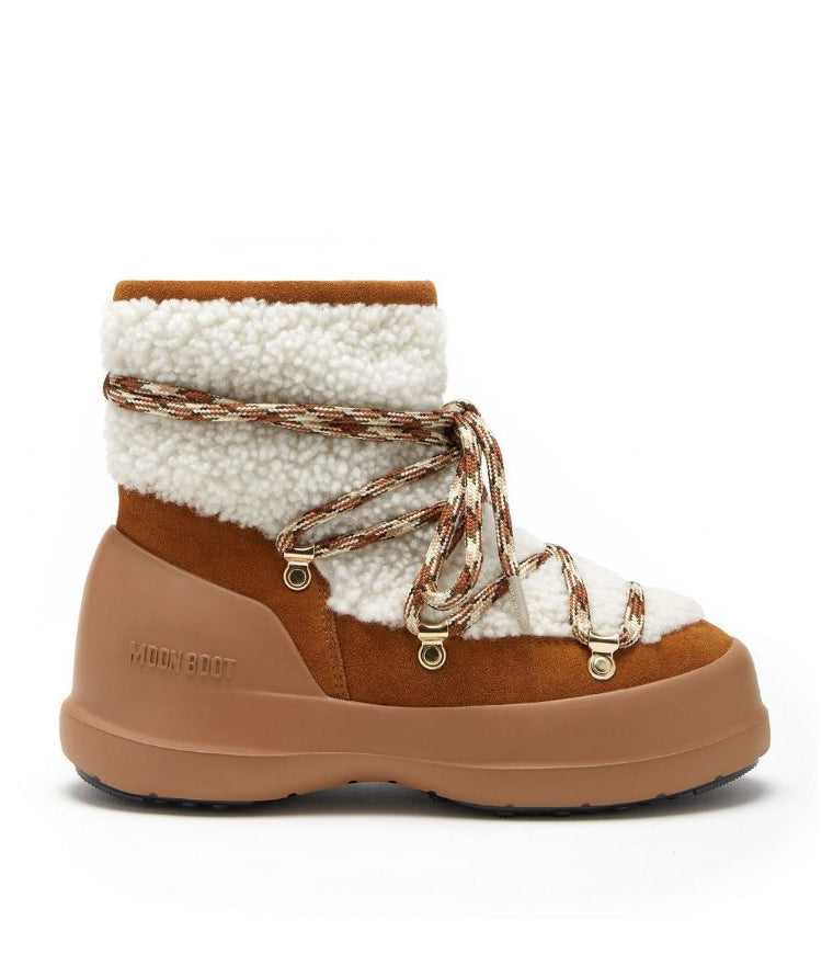 MOON BOOT STIVALE BASSO LUNA SHEARLING 80D2480020 BIANCO/CAMMELLO