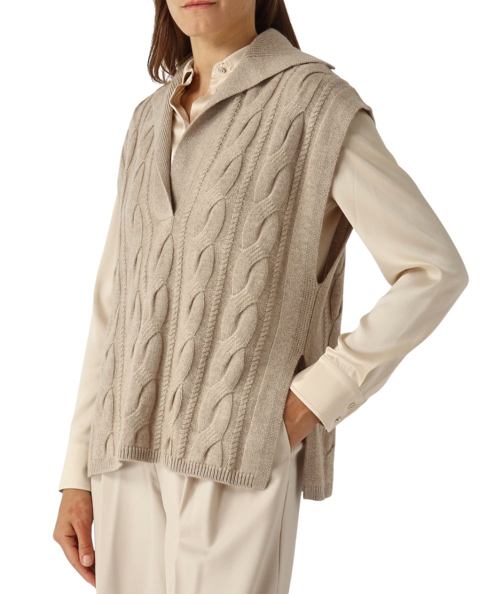 Max Mara Gilet a Trecce TIRSI Beige