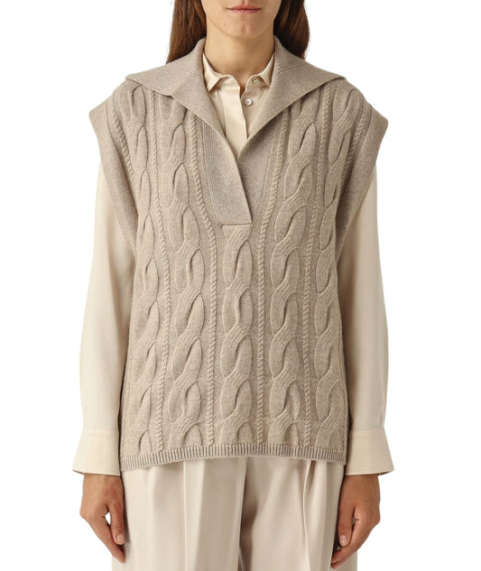 Max Mara Gilet a Trecce TIRSI Beige