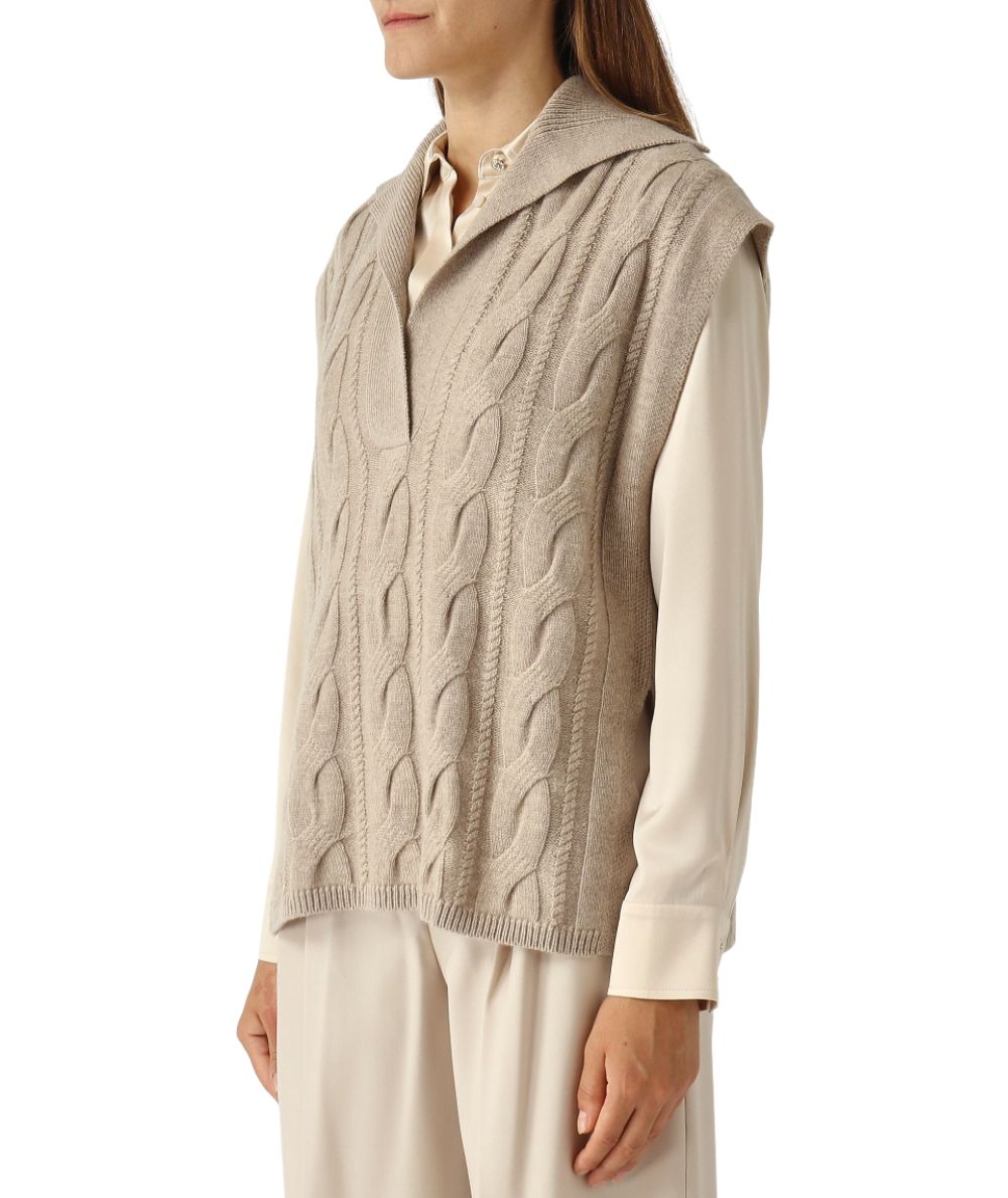 Max Mara Gilet a Trecce TIRSI Beige