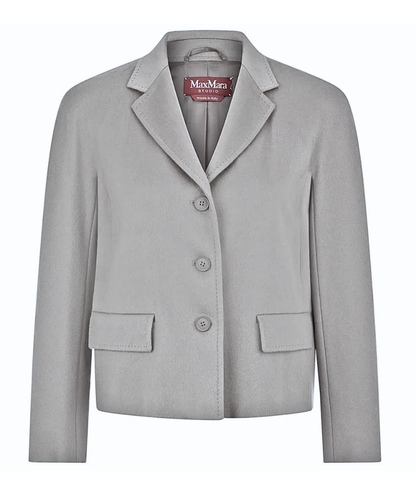 Max Mara Studio Giacca Corta In Lana COGNE Grigio Chiaro