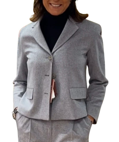 MAX MARA STUDIO KURZE JACKE AUS HELLGRAUER COGNE-WOLLE