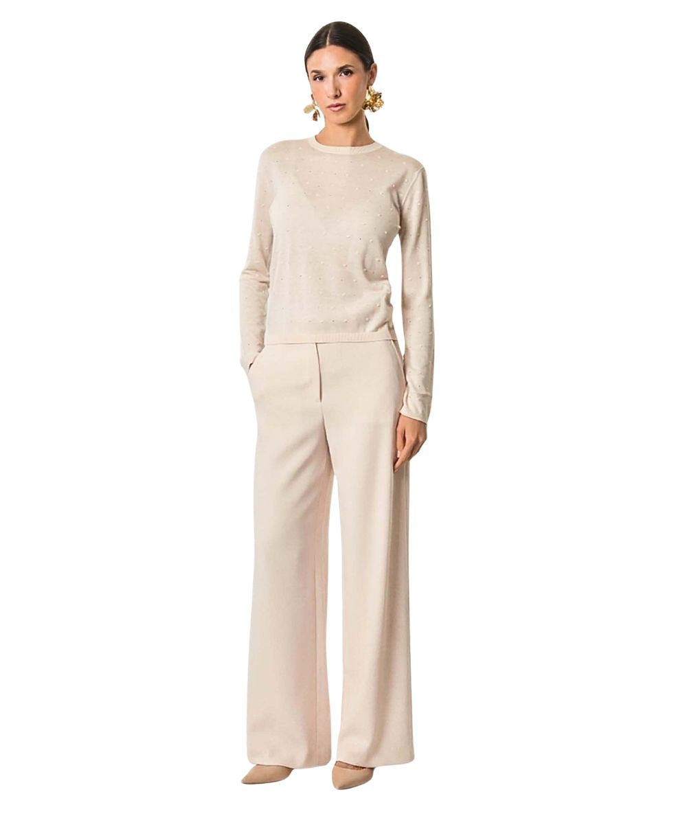 Max Mara Studio Maglia Girocollo con Punti Luce MSTCELEBRE Rosa Cipria