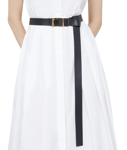 Max Mara Abit Chemisier in Popeline Midi Smanicato Ubicato Bianco
