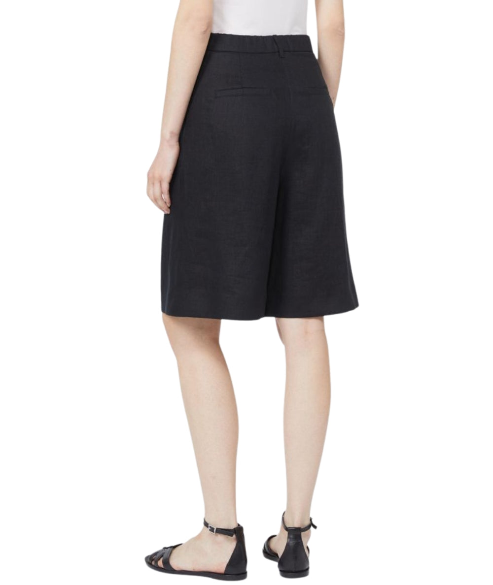 Max Mara Bermuda Wide Leg in Lino Caravan Nero