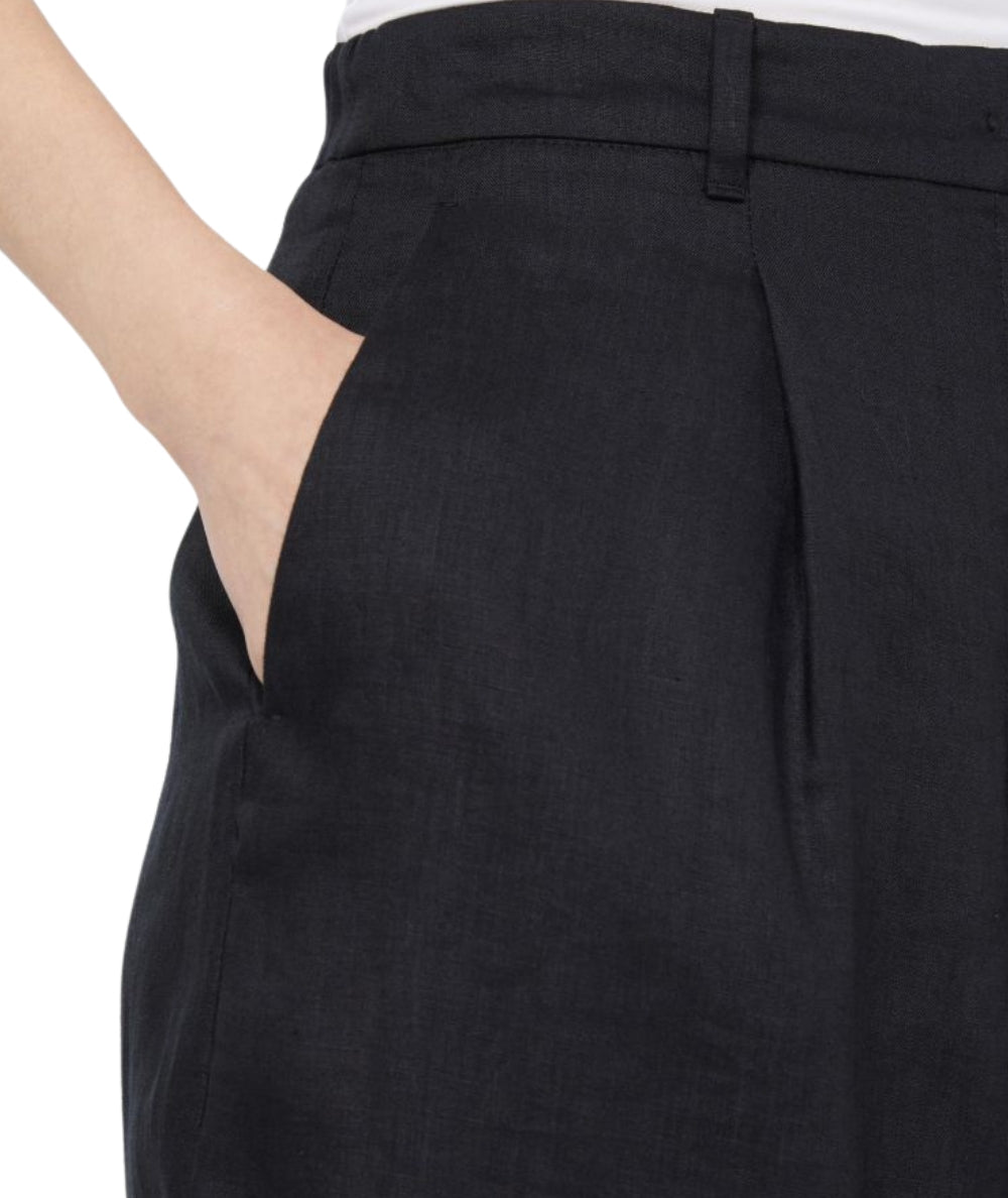 Max Mara Bermuda Wide Leg in Lino Caravan Nero