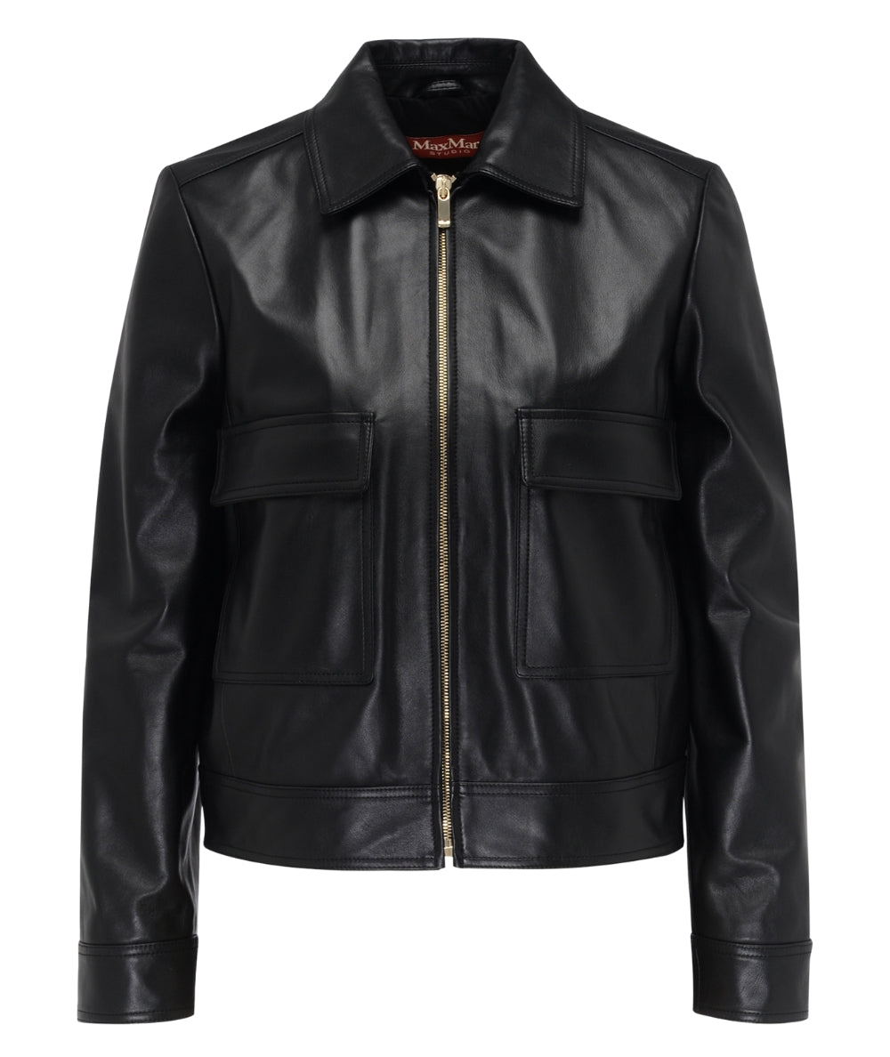 Max Mara Giacca Corta in Pelle NEPET Nero