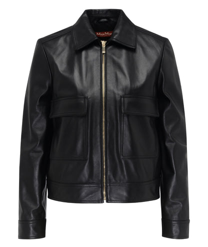 Max Mara Giacca Corta in Pelle NEPET Nero